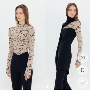 YUSE Full Print Sleeve Slim Mock Neck Tshirt